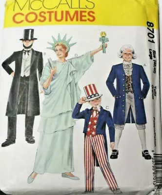 McCall's 8701 Mens Misses Historical Patriotic Costumes Sewing Pattern L 40-42 • $8.75