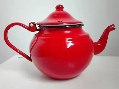 Vintage Retro Romanian Tea Coffee Red Kettle Witchy Witch Enamel Teapots Kettles • $61.82