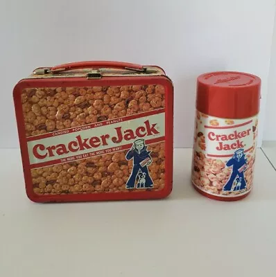 Vintage Cracker Jack Metal Lunch Box And Thermos  • $65