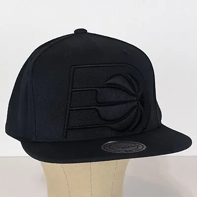 Indiana Pacers Mitchell & Ness Snapback Hat Cap NBA Black Embroidered Big Logo • $17.95