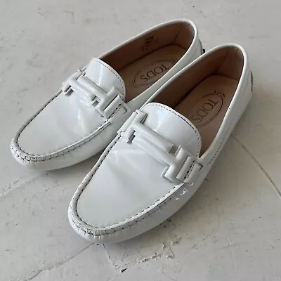 TOD’S Patent Leather White Loafers Size 36 • $64