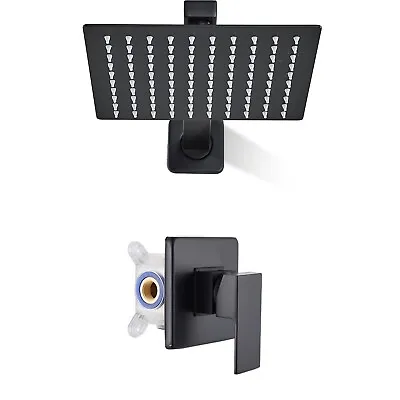 Black Shower Faucet Set 8 In Shower Head Mixer Tap Wall Shower Combo System • $55
