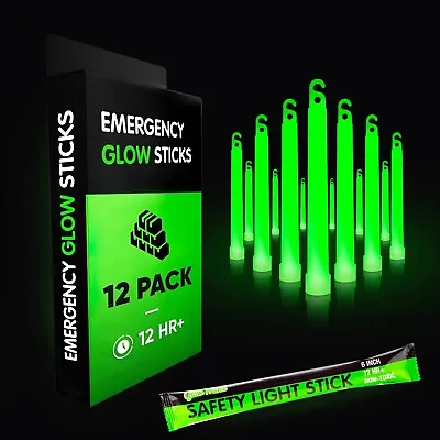 12 Ultra Bright Emergency Glow Sticks - Individually Wrapped Long Lasting Indus  • $18.35