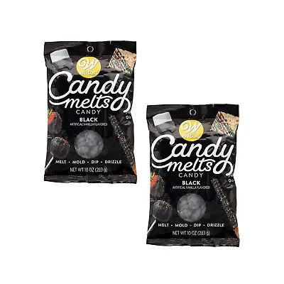 LOT OF 2: Wilton Candy Melts Black; Artificial Vanilla Flavored (10 Oz Each) • £10.61