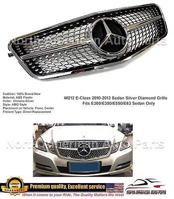 E-Class Sedan Grille Silver Chrome Diamond Star E350 E550 2010 2011 2012 2013 • $175