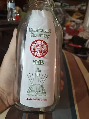 $10.50 • Buy Milk Bottle HOMESTEAD CREAMERY BURNT CHIMNEY, VA 32oz Milk Bottle Christmas 2019