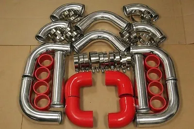 Red 3' Turbo Intercooler Piping Kit+coupler+clamp Celica Mr2 Corolla Tc Xb Xa • $155.19