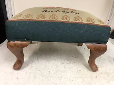 Square Crown Design Green Her Ladyship Fabric Queen Anne Style Legs Furniture • £19.99