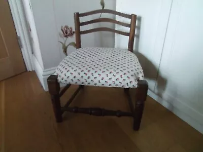 ANTIQUE NURSING CHAIR OAK  LAURA  ASHLEY  ROSEBUD  H 56cm W50cm SEAT H 34cm • £24.99