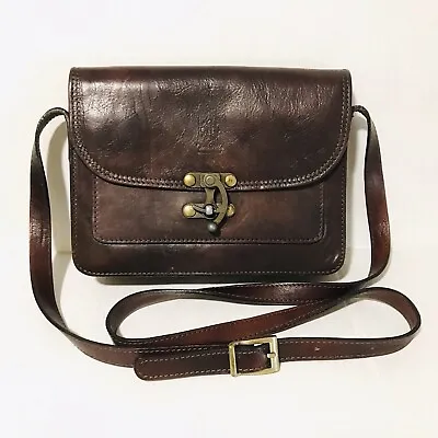 Vera Pelle Italian Handmade Genuine Leather Shoulder Crossbody Hooklatch Handbag • $89.99