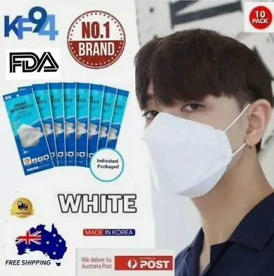 10PCS KF94 ADULT White 3D Face 3 Protective Layer Mask Individual Packaged • $25.99