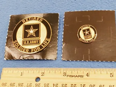 SET OF US Army - RETIRED SOLDIER FOR LIFE PINS - 7/8 INCH & 2 INCH - NEW  • $14.95