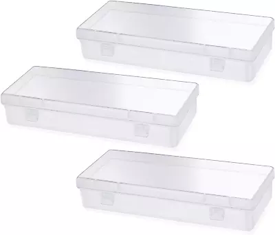 3 Pcs Small Plastic Storage Containers Mini Clear Bead Rectangle Boxes Transpare • $22.99