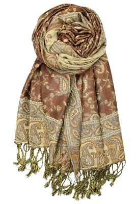 Soft Silky Reversible Paisley Pashmina Shawl Wrap Scarf Stole W/ Fringes 80 X28  • $8.99