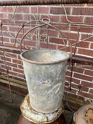 Antique Loop Handle Galvanized Metal Well Bucket  Farm Primitive • $70