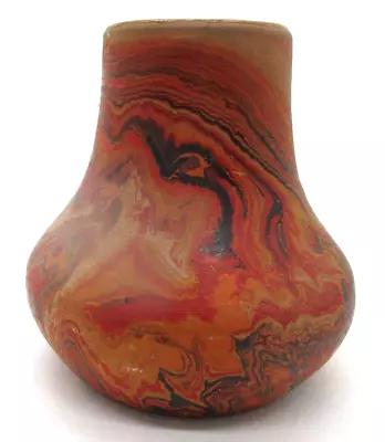 Old Nemadji Pottery Vase Red Green Blue Marbled Swirl 4” Matte Finish C1950s • $24.99