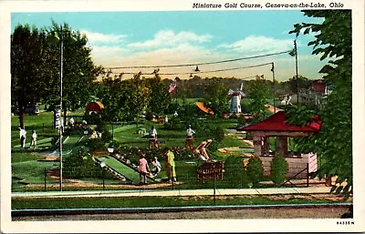 Linen Postcard Miniature Golf Course In Geneva-On-The-Lake Ohio • $8