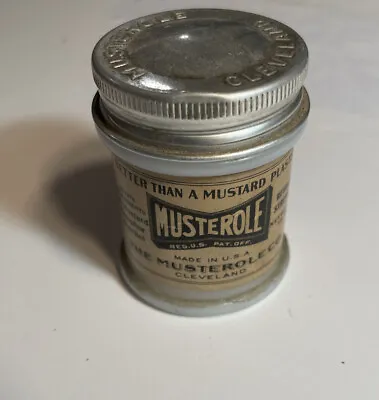 Musterole Glass Bottle 7/8 Ounces Made In USA Cleveland Ohio Vintage Medicine  • $12.99