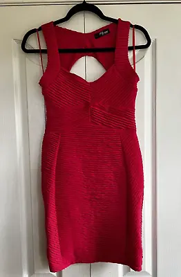 Jane Norman Dress Womens 8 10 Cut Out Coral Red Party Smart Mini Bodycon Y2K • £9.99