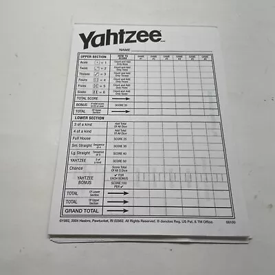 Yahtzee Replacement Score Pad With Over 30 Sheets Free Shipping • $7.50