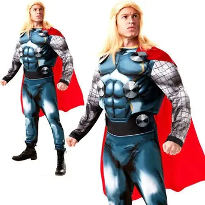 Deluxe Thor Costume Mens + Wig Fancy Dress Avengers Marvel Comic Superhero Adult • $157.07