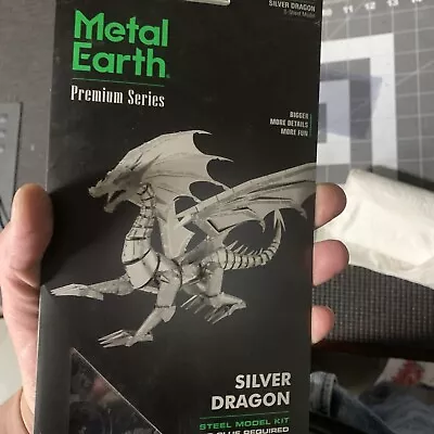 Fascinations Metal Earth 3D Steel Model Kit Silver Dragon ICX023 • $5.99