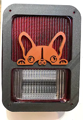 $67.99 • Buy French Bulldog In 3D Blk W Brown For Jeep Wrangler JK/JKU Rear Tail Light Covers