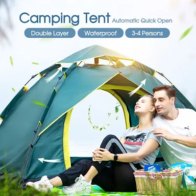 $49.99 • Buy Camping Outdoor Tent Waterproof Automatic Quick Open  UV Protection 3-4 Persons