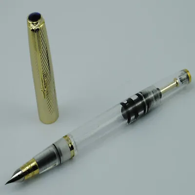 $23.50 • Buy 2021 Model Wing Sung 601A Golden Cap Vacuum Pump Clear Fountain Pen Fine Nib  