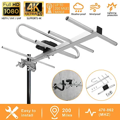 200 Miles TV Antenna Outdoor Amplified Digital HDTV UHF VHF 1080P 4K 360 Receive • $12.48