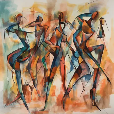 Abstract Modern Dancing Figures Style Painted Canvas Wall Art Picture Print • £23.99
