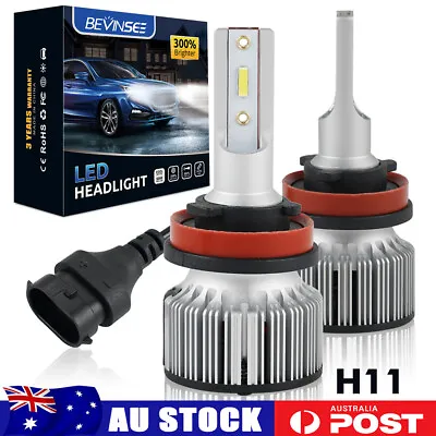 Fits Mazda 3 2009-2010 Bevinsee H9 H8 LED Headlight Globes White Low Beam 6000LM • $12.99