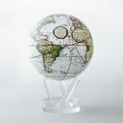 Antique Terrestrial White MOVA Globe 6 Inch Solar Power • $298