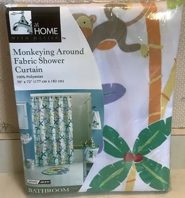 Monkey Shower Curtain Jenny Jeff Monkeying Around Palm Trees • $9.99