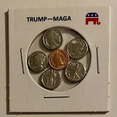   Trump - Maga   - Obsolete Mini U.s. Coins Set In Holder   • $7.98