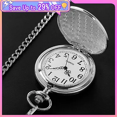 Men Women Vintage Pocket Watch Quartz Pendant Chain Wedding Birthday Gift • £4.40