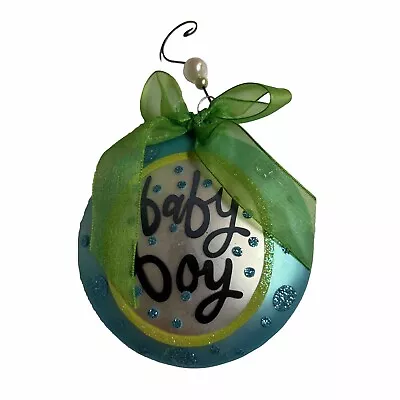 LISA FROST FOR SILVESTRI 4  Blue GLASS “Baby Boy” CHRISTMAS ORNAMENT • $9