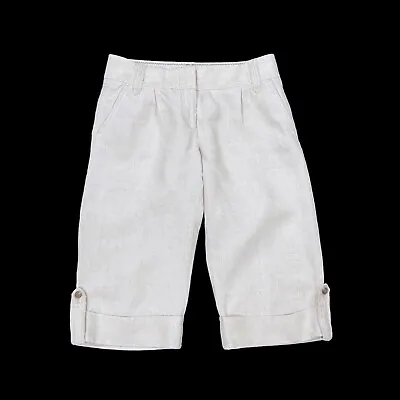 J Crew Womens Beige Capri Cuffed Linen City Fit Pants Size 6 EUC • $14.99