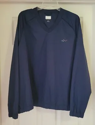 Mens Greg Norman Golf Pullover Wind Breaker Jacket Shirt Large Navy Blue Casual • $24