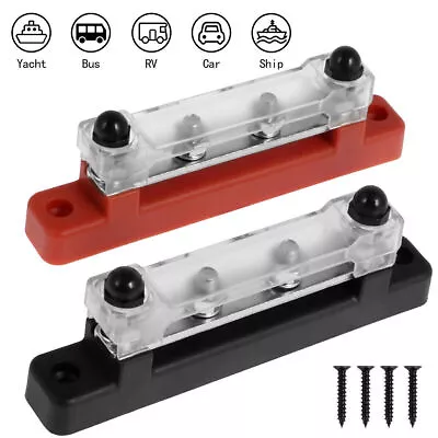 2pc Red & Black Bus Bar Power Distribution Terminal Block 4 Way 12V 150A Busbar • $20.69