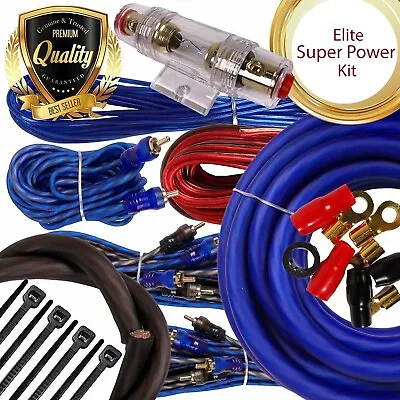 Complete 5 Channels 2000W 4 Gauge Amplifier Installation Wiring Kit Amp PK1 Blue • $42.99
