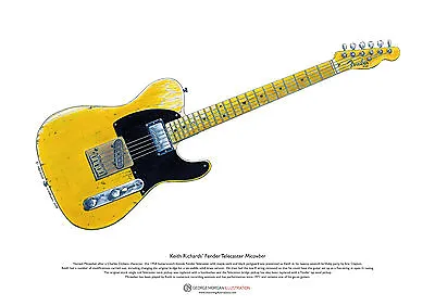 £10.99 • Buy Keith Richards' Fender Telecaster Micawber Guitar ART POSTER A3 Size