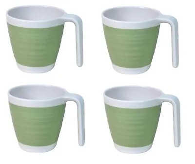 4pc Melamine Mugs Set Tableware Cup With Handle Lime Green For Caravan Motorhome • £16.99