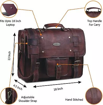 Men's Leather Messenger Shoulder Laptop Briefcase Office Satchel Casual HandBag • $104.02