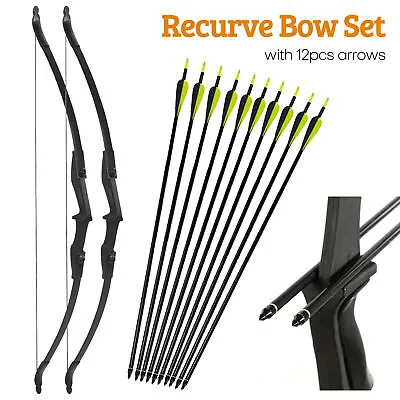 57 In Takedown Recurve Bow Hunting W/ 12Pcs Arrow Set Archery Right Left Hand US • $31.88