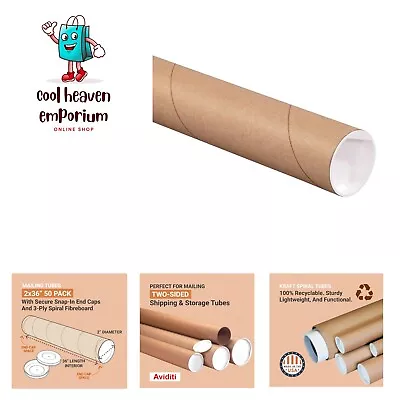 Cardboard Tubes With Caps 36 L X 2 W X 2 H Pack Of 50 | Poster Tube For Mai... • $133.99