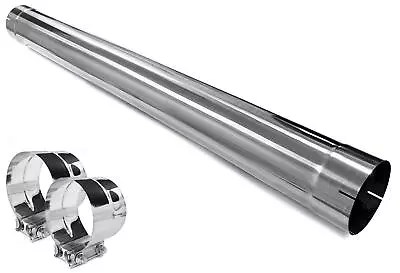 Polished Stainless Steel Exhaust Pipe 5  ID X 51   Long With Two Band Clamps • $84.74