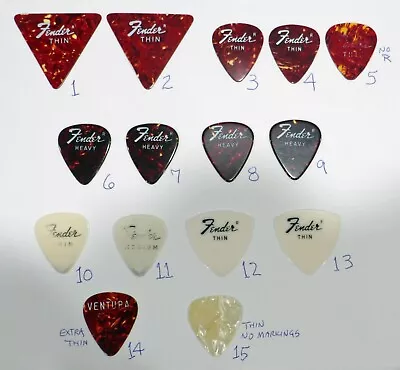 Vintage Guitar Picks Fender Ventura Unmarked 15 Picks Pre-owned 1958 To 1975 • $49.75