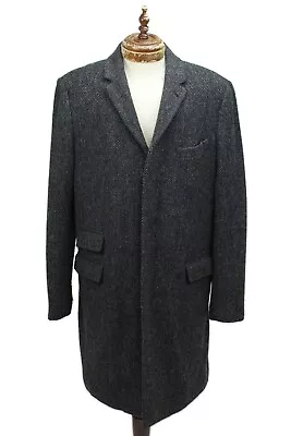 J. Crew Gray Herringbone Moon Yorkshire Tweed Insulated Top Coat Overcoat 46 • $149.99