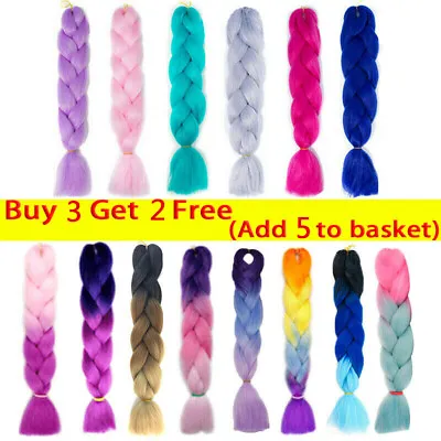 High Quality Jumbo Braiding Hair Extensions 24  Afro Box Braids Ombre Rainbow UK • £3.99